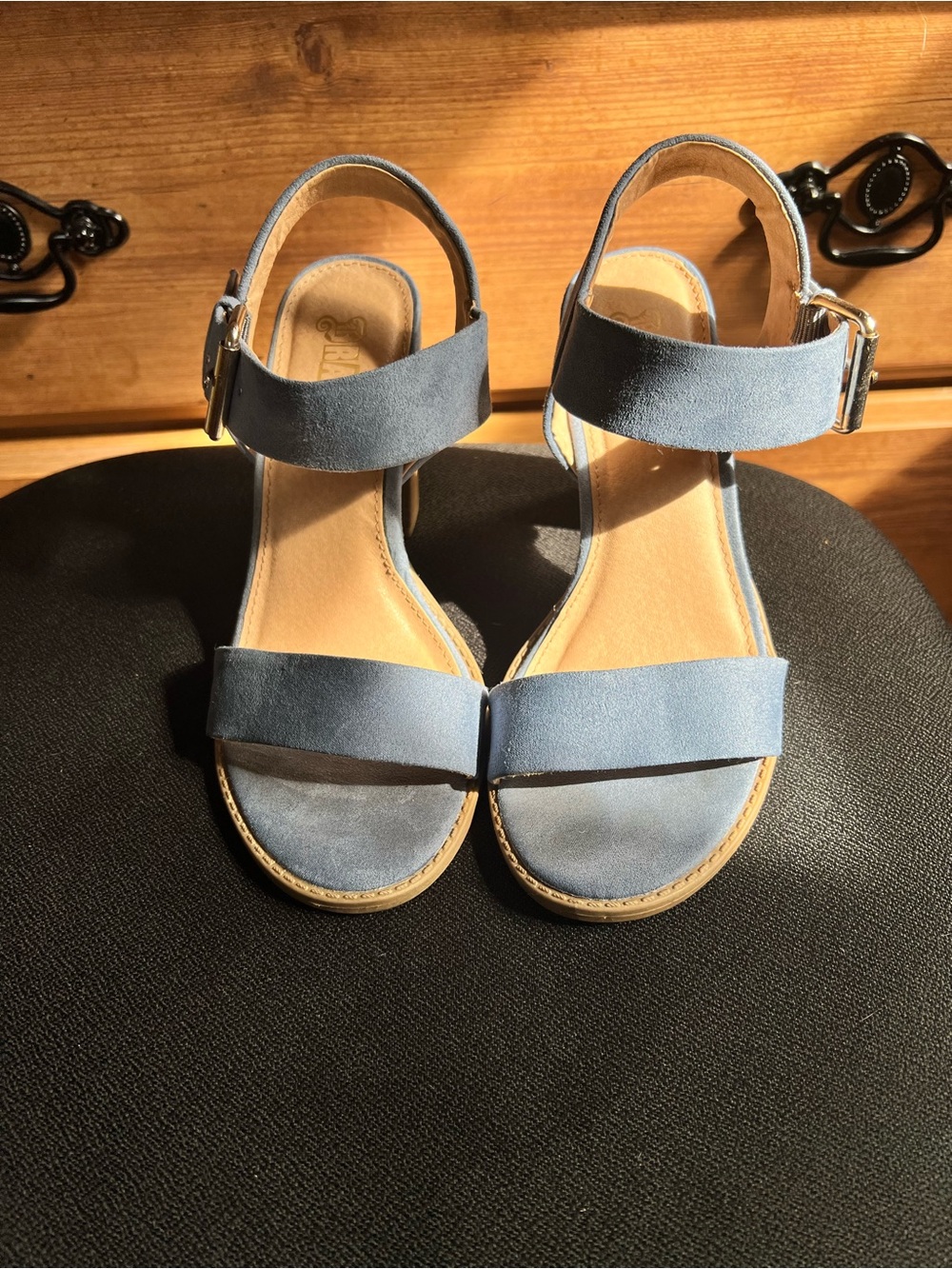 Brash Blue Open-Toe Ankle Strap Heels
